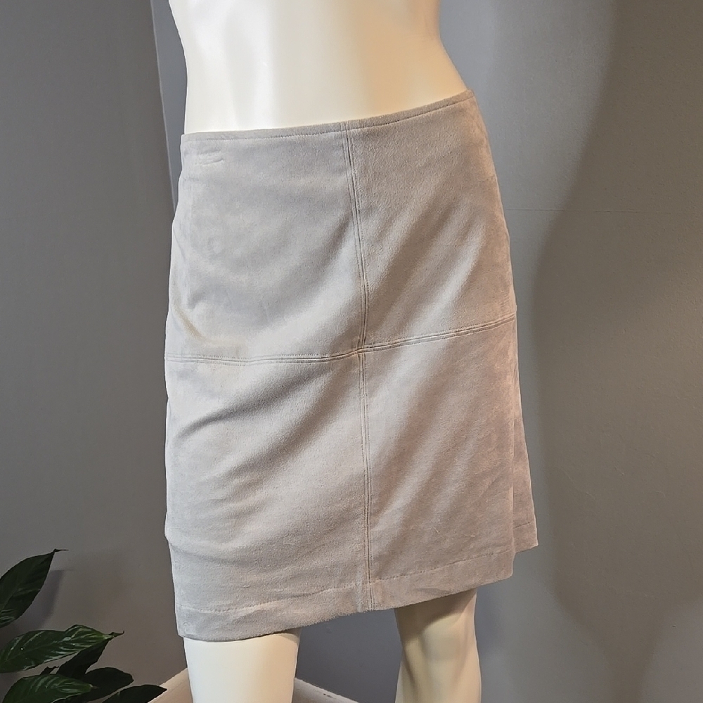 Kenar Gray Faux Suede Lined Side Zip Skirt Size 4